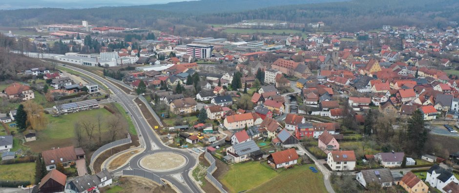 Ortsumfahrung Weismain Luftaufnahme Blickrichtung Süden - © Staatliches Bauamt Bamberg