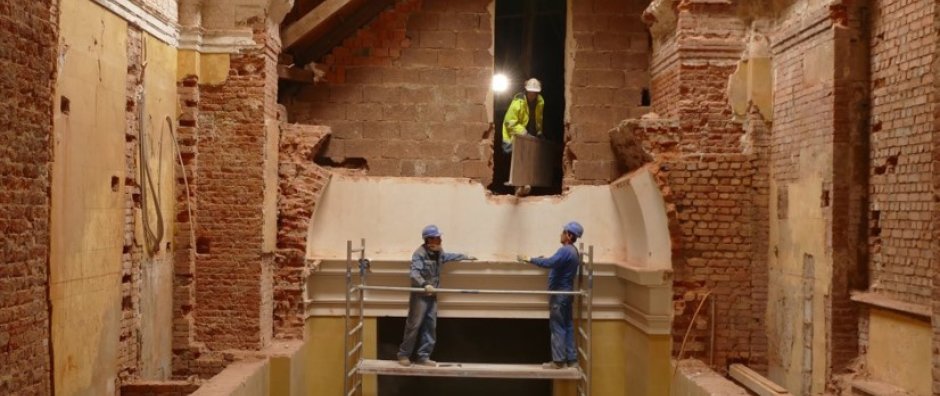 Sanierung Gelbe Treppe Residenz München - im Rohbau - © Bayerische Verwaltung der staatlichen Schlösser, Gärten und Seen